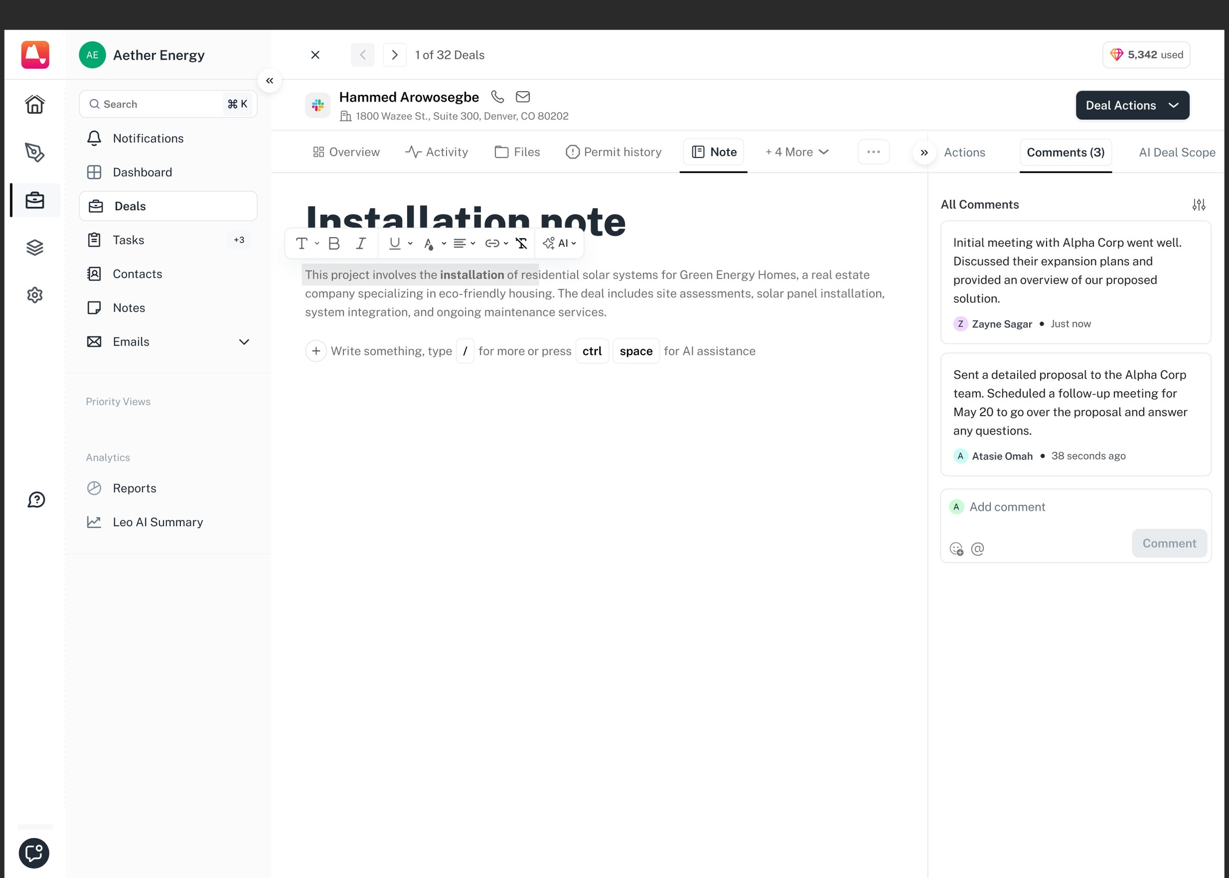 Select any text and the toolbar appears over it, with AI as one of its options.