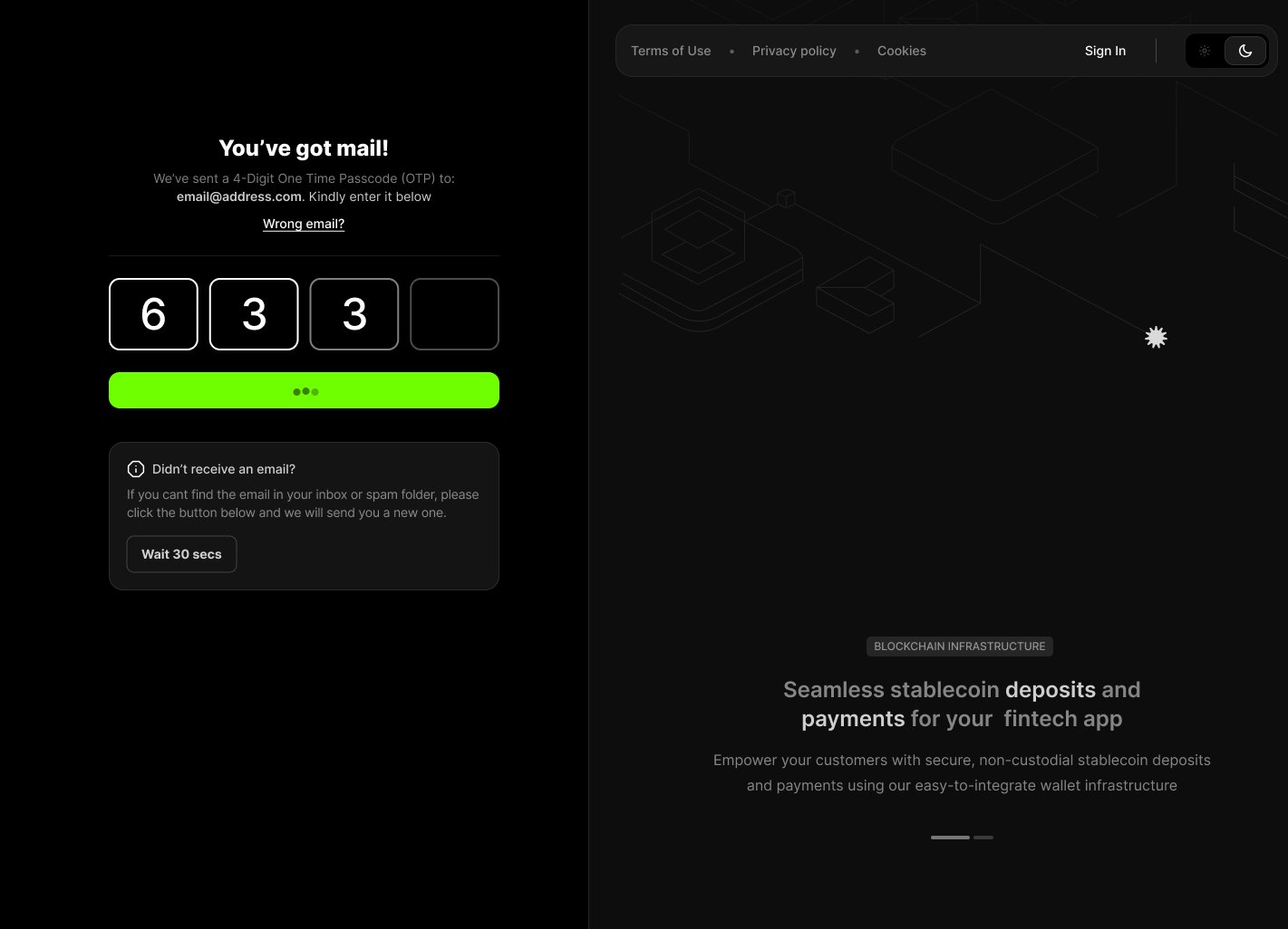 A four-digit code, a wrong-email link, and a thirty-second wait before the resend.