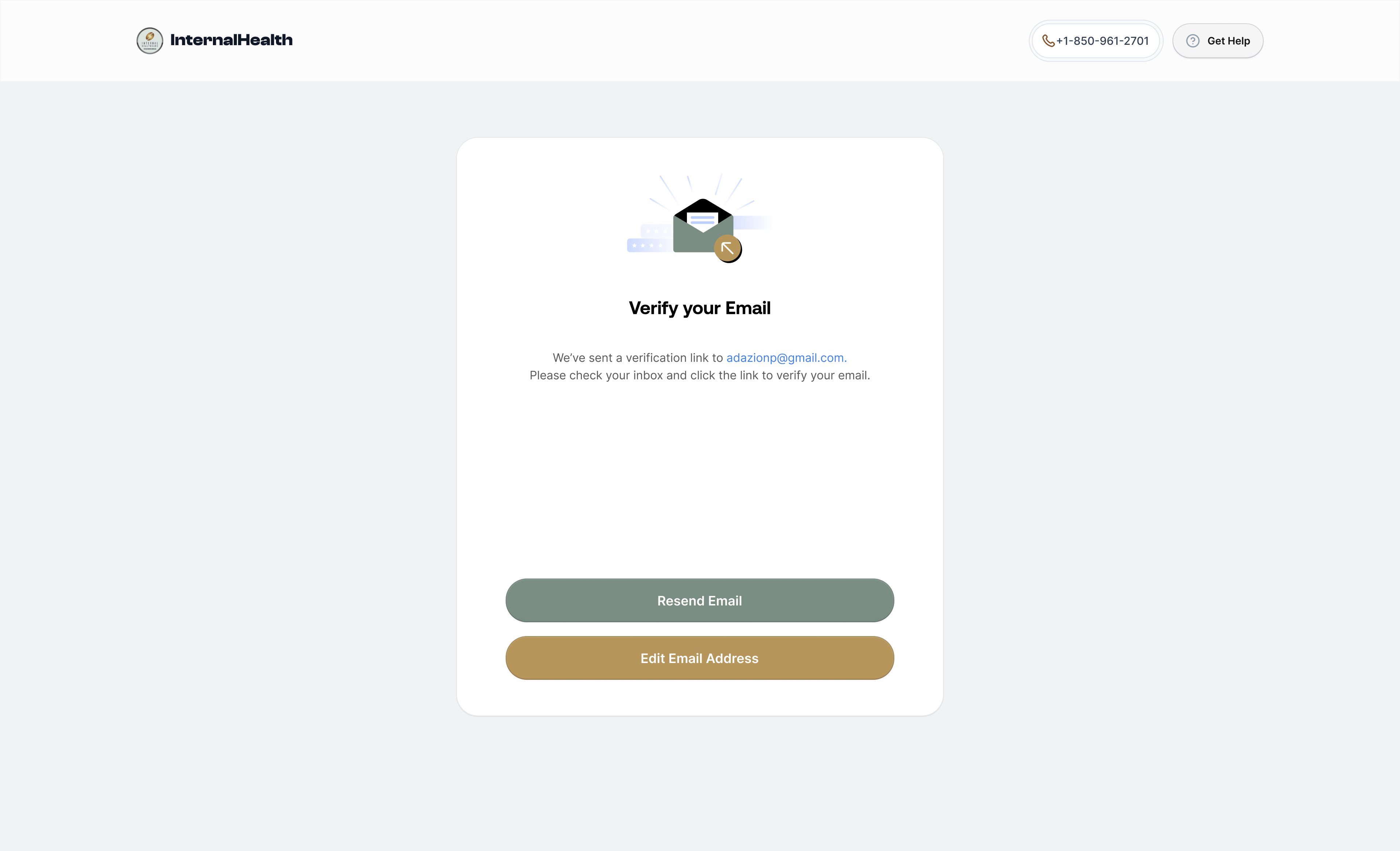 Verification as its own step. Nothing else can be done from this screen.