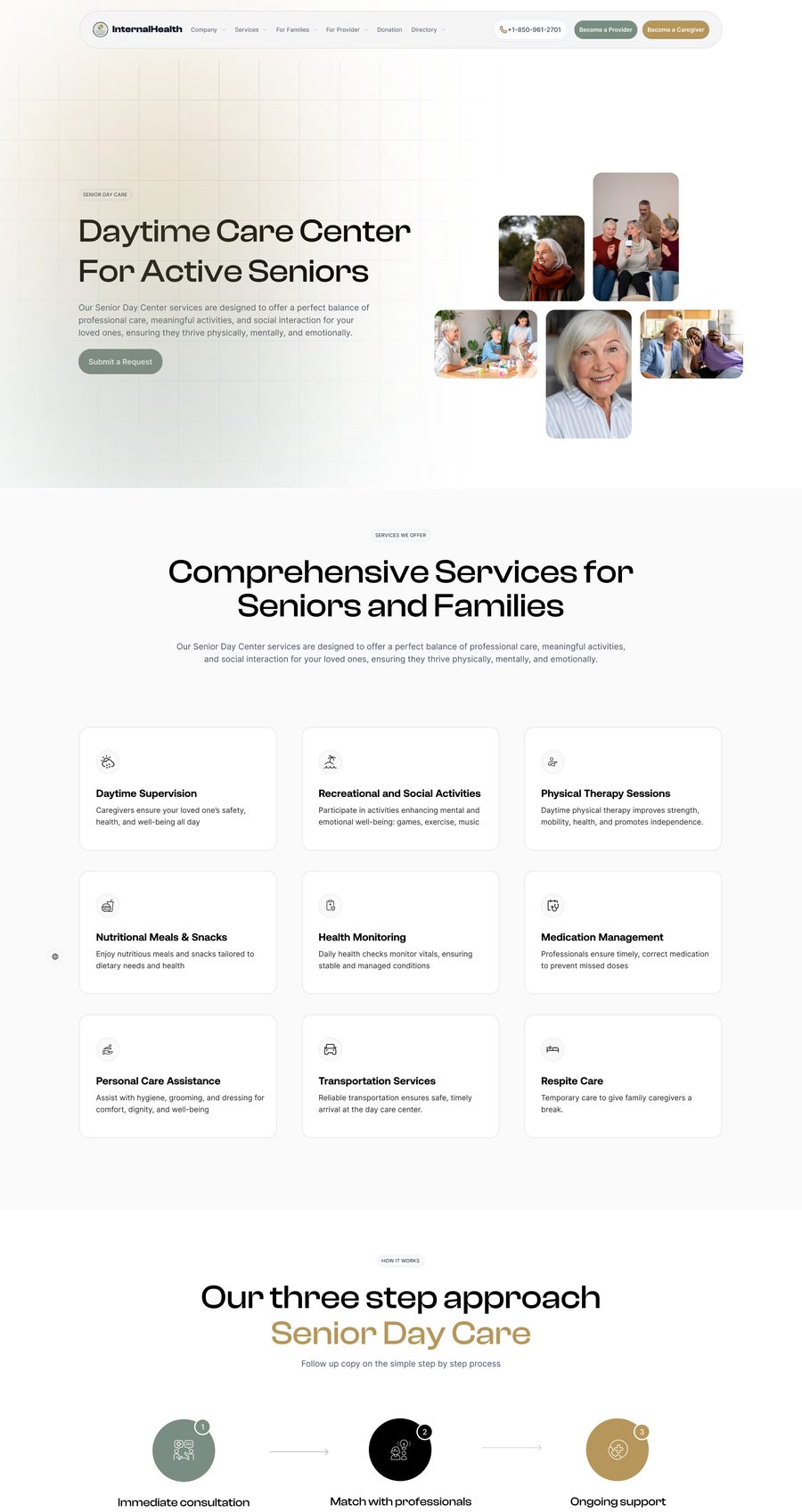 Senior Day Care, the top of the page: daytime care for active seniors.