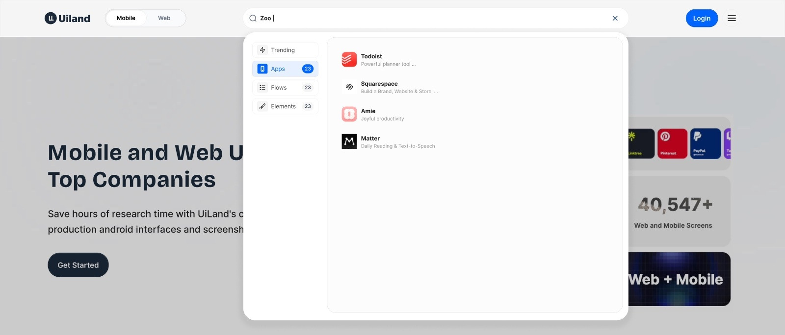 The same query narrowed with Apps selected in the rail.